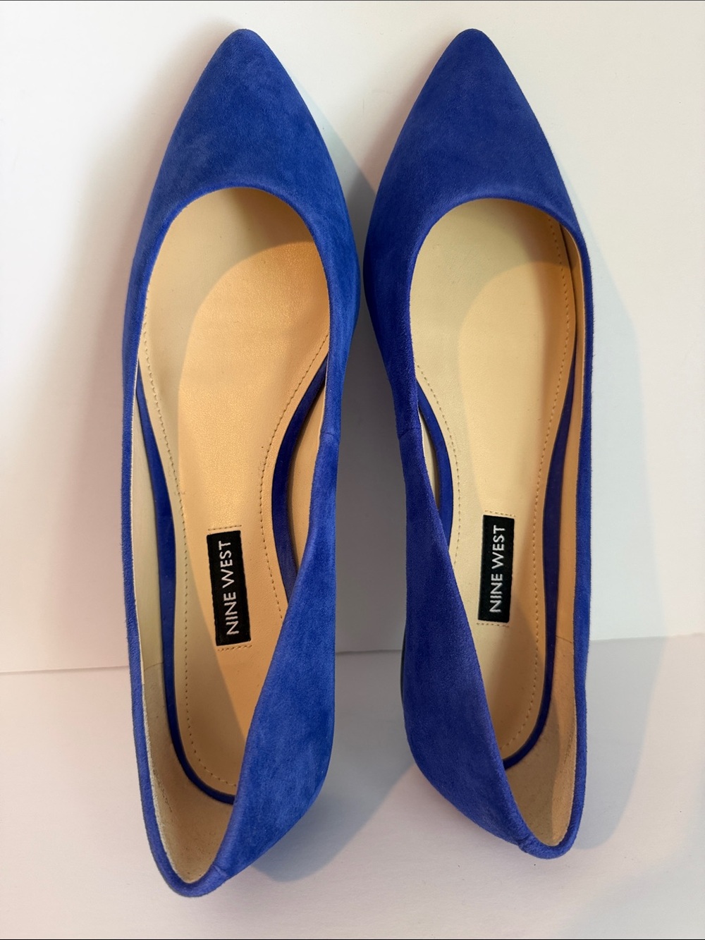 NWOB Nine West Cobalt Blue Suede Pointy Toe Slip-on Dress Flats - Picture 6 of 6